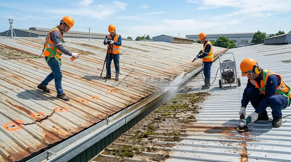 Bước 1 – Khảo Sát Tìm Điểm Dột Và Vệ Sinh Bề Mặt