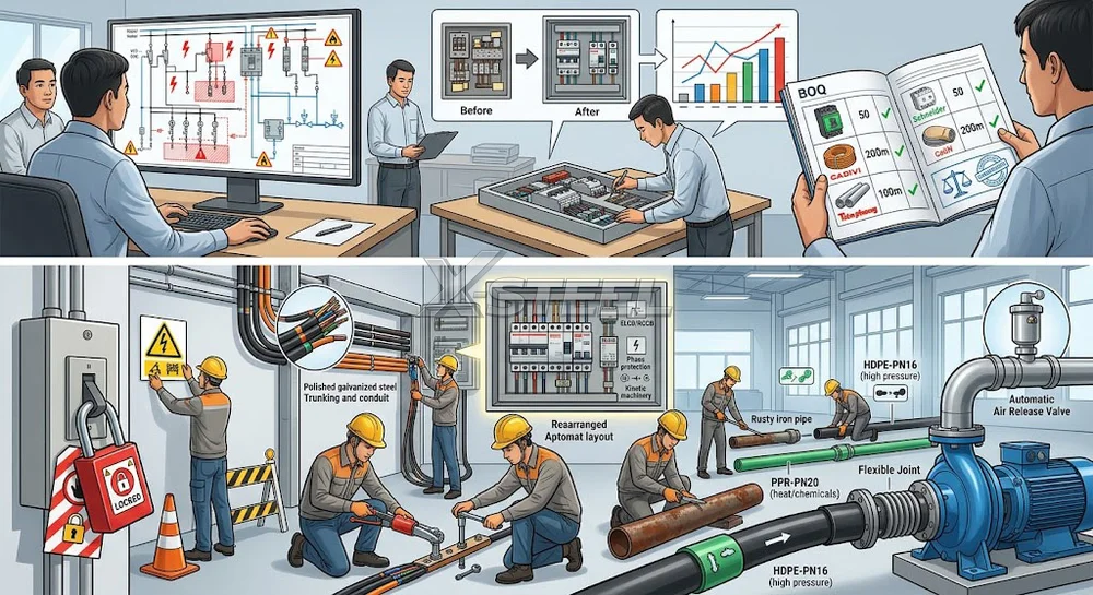 Bước 3 – Thi Công Theo Biện Pháp An Toàn LOTO (Lockout/Tagout)