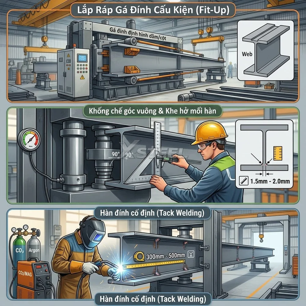 Bước 4 – Lắp Ráp Gá Đính Cấu Kiện (Fit-Up)