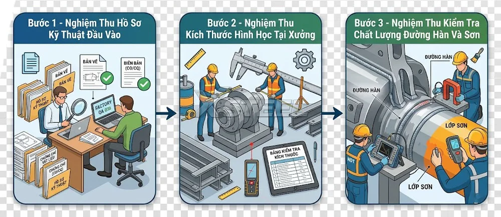 Bước 3 – Nghiệm Thu Kiểm Tra Chất Lượng Đường Hàn Và Sơn
