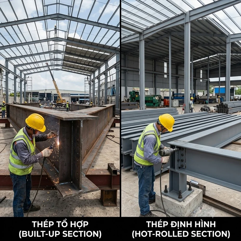 So Sánh Thép Tổ Hợp Và Thép Định Hình Trong Thi Công Nhà Xưởng